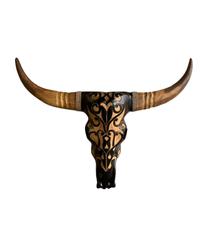 Skull carving black 70x20H55cm(80792)