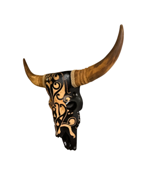 Skull carving black H55cm(80792)