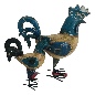Rooster wood with iron H34cm(5658)