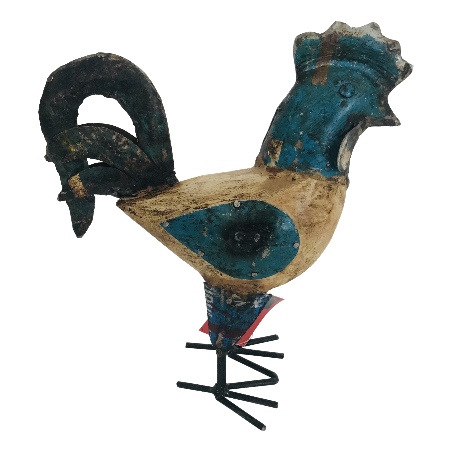 Rooster wood with iron H22cm(5659) 