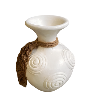 Vase neck white w. strap(80462)