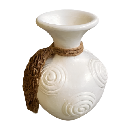 Vase neck white w. strap(80462)