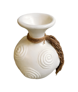 Vase neck white w. strap(80462)