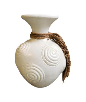 Vase neck white w. strap(80462)
