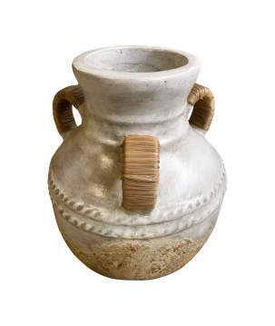 Vase white rope 3-ears H30cm(80450)