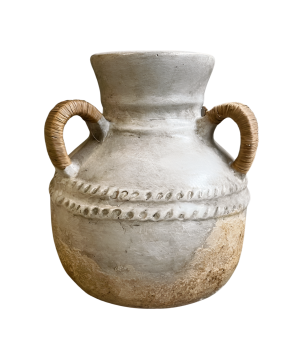 Vase white rope 3-ears H30cm(80450)