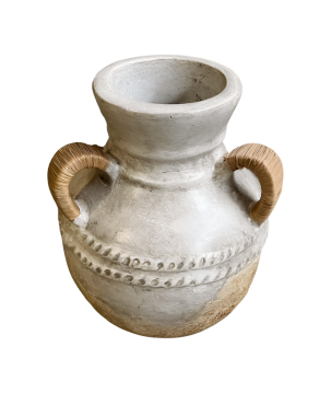 Vase white rope 3-ears H30cm(80450)
