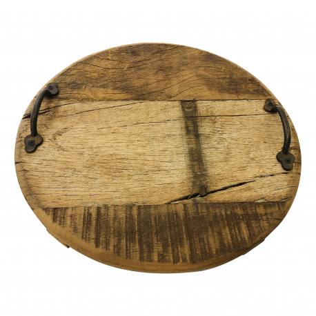 Tray round old wood D34(3017)