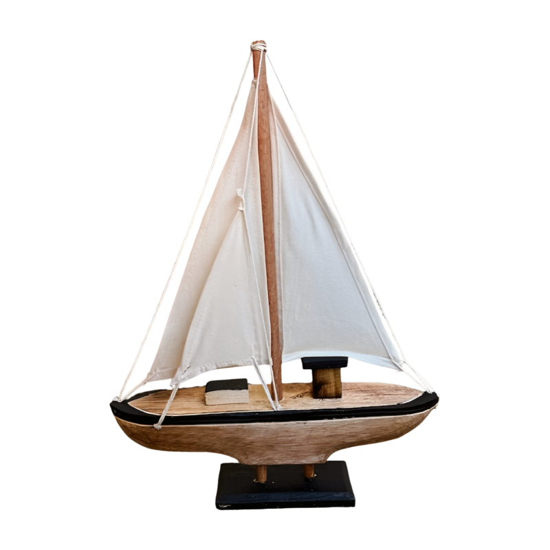 Boat with sail 30cm naturel(7503)