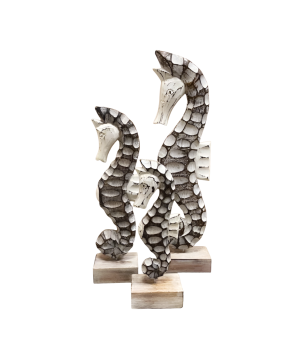 Seahorse brown white H25cm(7258)