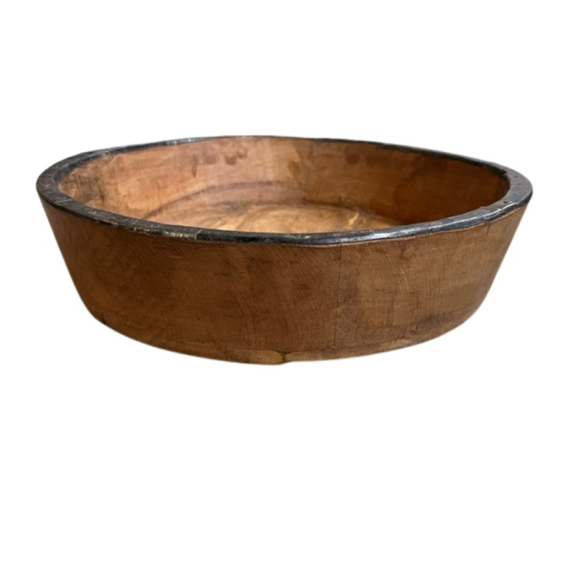 Bowl wood/iron D22cm. (3397)