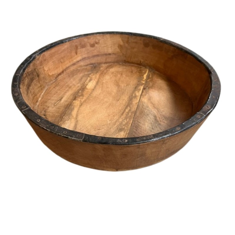 Bowl wood/iron D22cm. (3397)