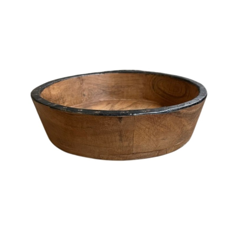 Bowl wood/iron D28cm. (3398)