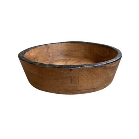 Bowl wood/iron D28cm. (3398)