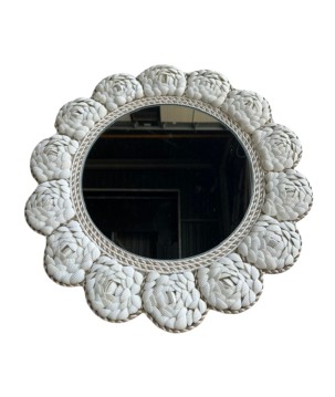 Mirror wh flower D50cm(7026)