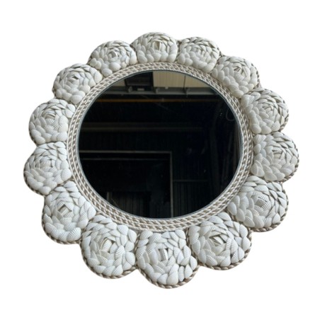 Mirror wh flower D50cm(7026)