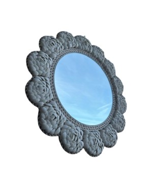 Mirror wh flower D50cm(7026)