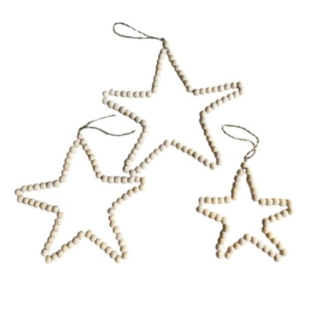 Star beads naturel S/3 20/30/35cm