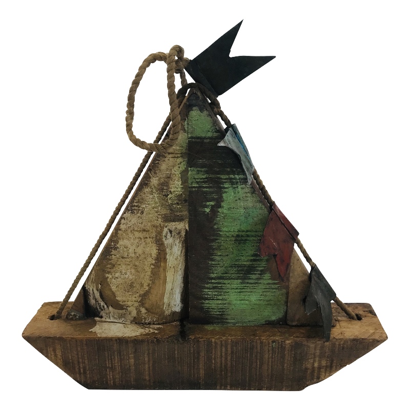 Boat old wood S H23cm (5820)