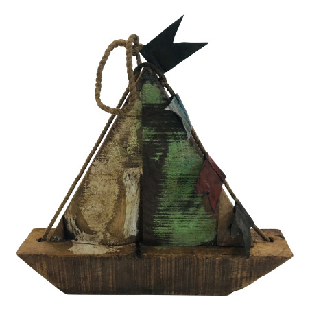 Boat old wood S H23cm (5820)