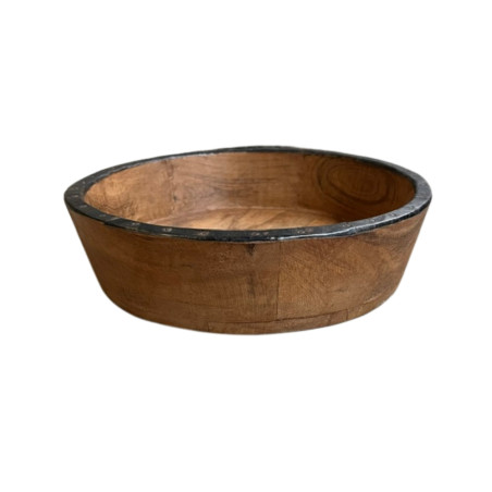 Bowl wood/iron D28cm. (3398)