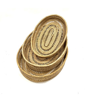 Oval tray rattan S/3 (3859)