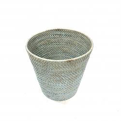 Garbage basket rattan turq.(3854)