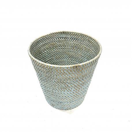 Garbage basket rattan turq.(3854)