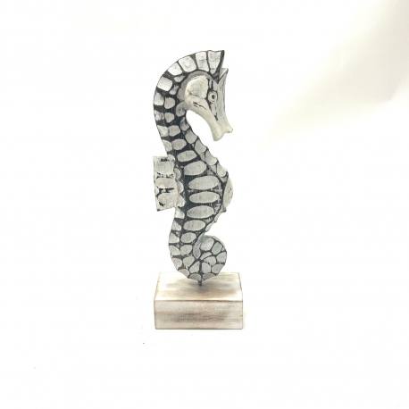 Seahorse wood white wash H30cm(7258)