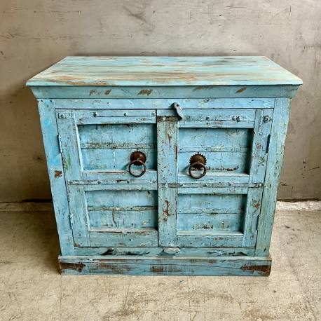 Cabinet old doors 115x50H100cm blue div. uitvoeringen