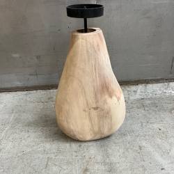 Candle vase teak 19x9H28cm(3777)