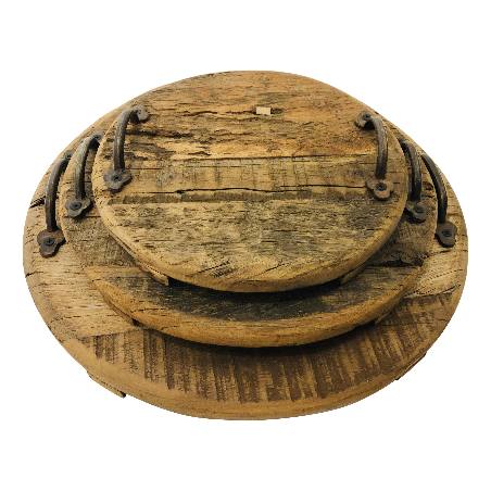 Tray round old wood D34(3016)