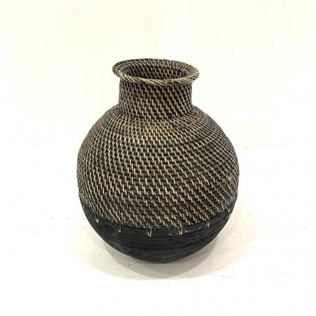 Vase rattan/wood bruin H48cm (80064)