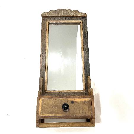 Mirror old teak met lade (3028)