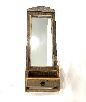 Mirror old teak met lade (3028)