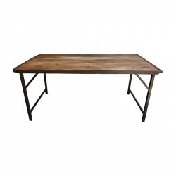 Folding table natural old wood,iron frame 180x90H83cm (5123)