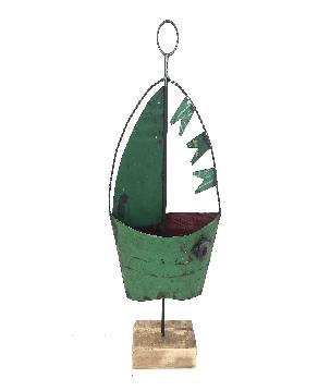 Iron boat on wooden stand(3070)