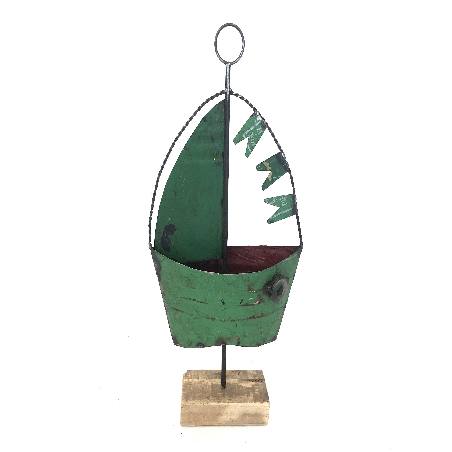 Iron boat on wooden stand(3070)