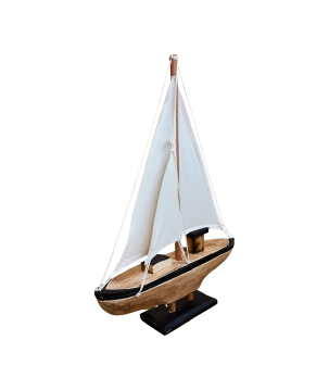 Boot met zeil 35 cm nat/bl (7503)